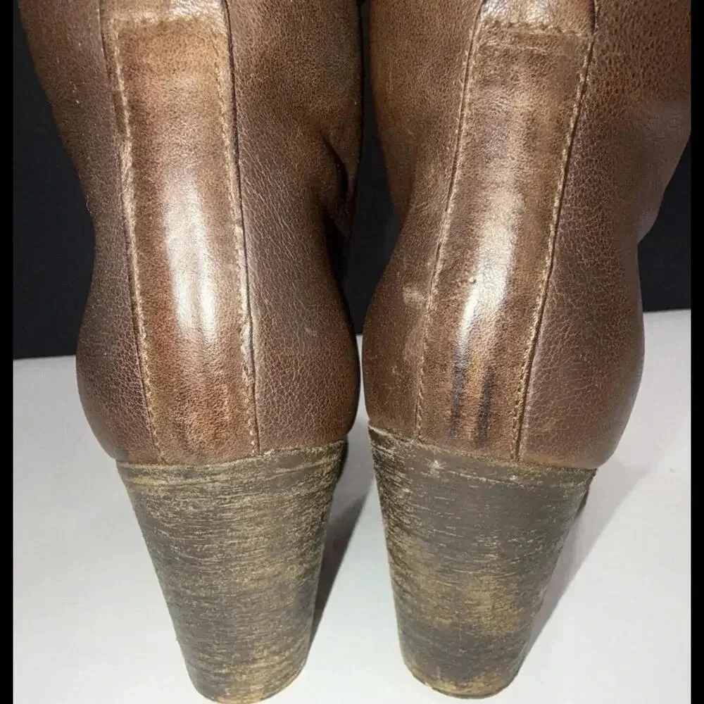 Rag & Bone Heeled Brown Boho Classic Designer Lace Up Italian Leather Boots 39.5